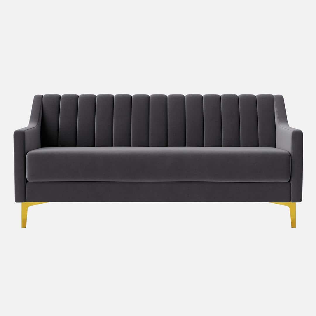 Fame  Velvet 3 Seater Sofa in Dark Grey Colour