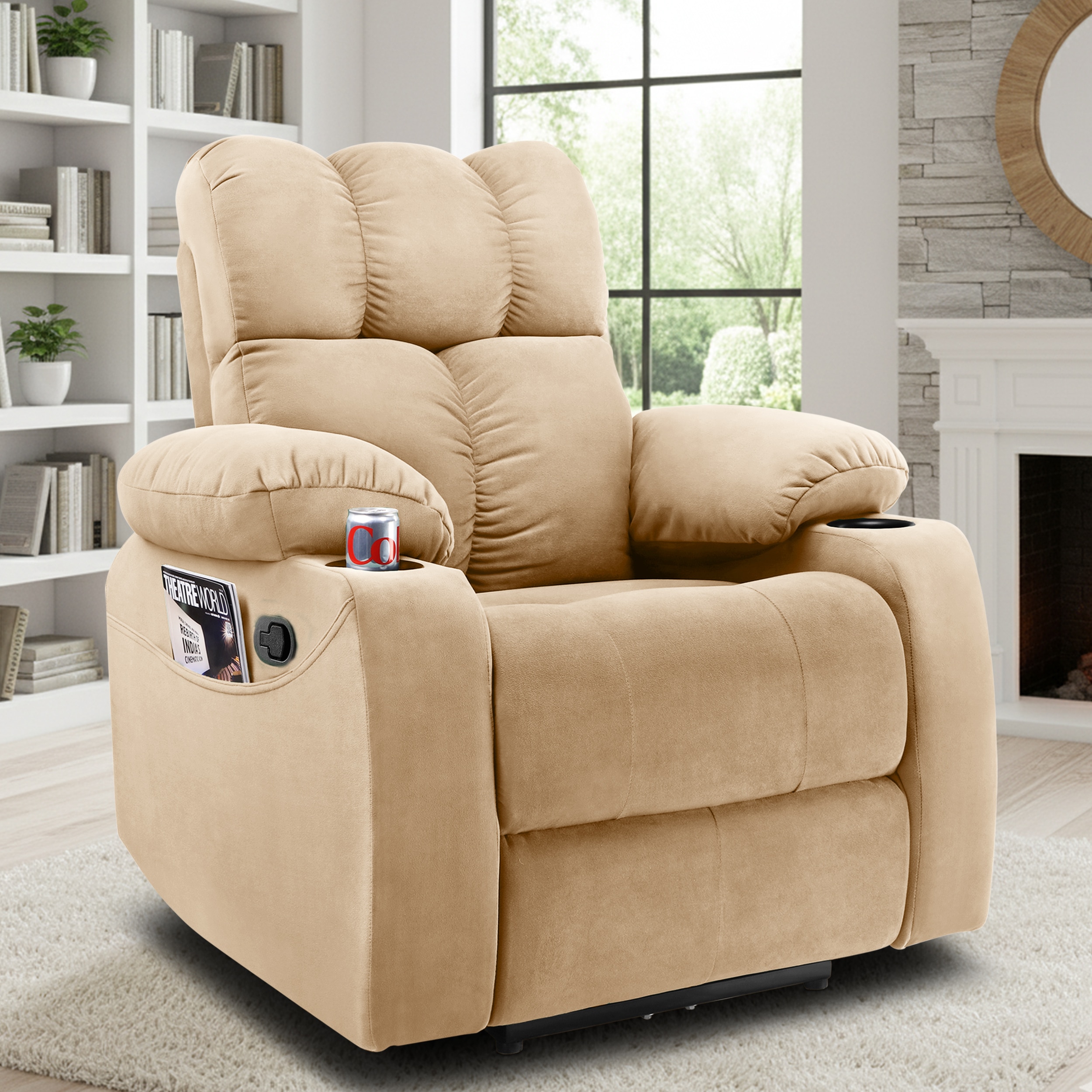 Helios Manual Cup Holder Pocket-Beige