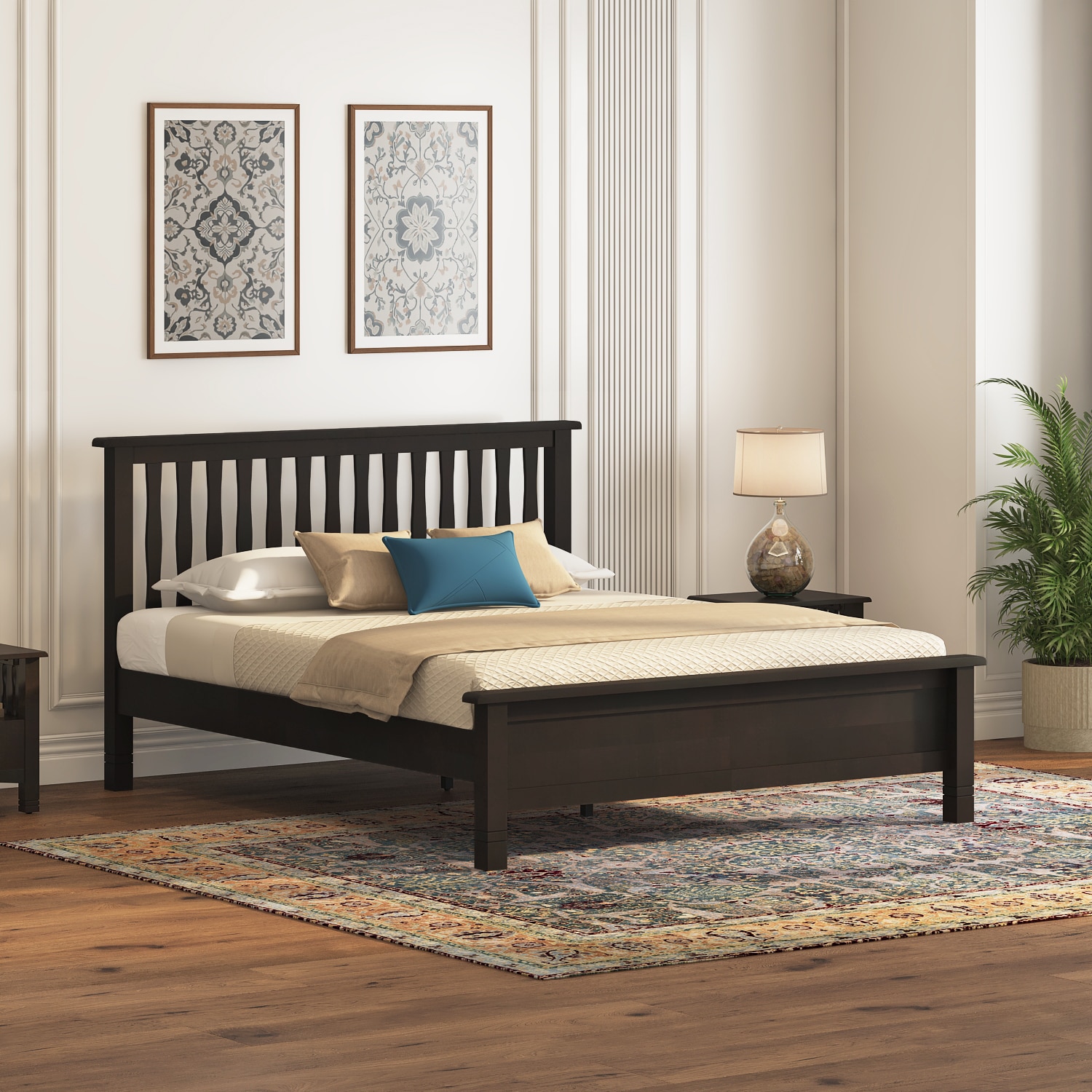 Raynor Solid Wood King Size Bed Without Storage (American Walnut Finish) - Urban Ladder