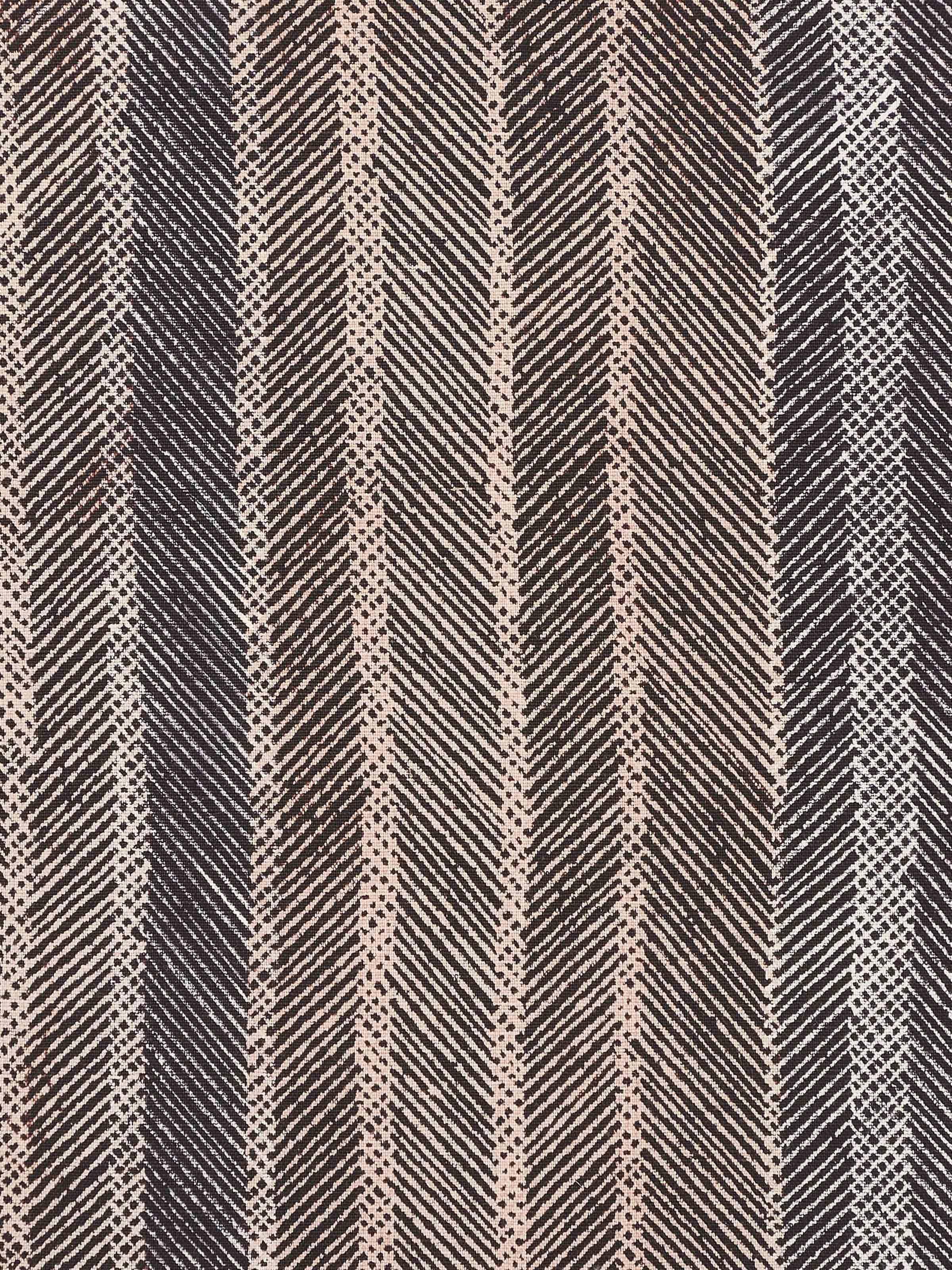 Close-up of hand block print pattern and fine linen-cotton blend fabric.