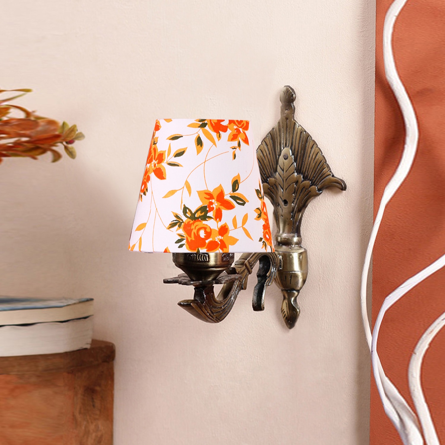 Devansh Metal Electric Wall Light in Antique Gold Colour with Multi Shade Count of 1 Light - Devansh
