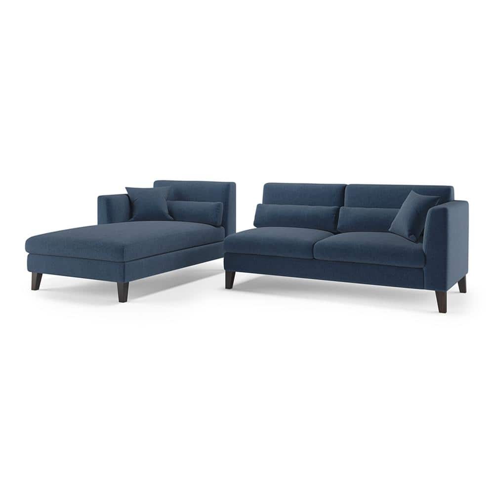 Lewis Sectional Sofa (Colour : Lapis Blue, Cushion : Soft, Seater : Left Aligned 3 Seater + Left Aligned Chaise)