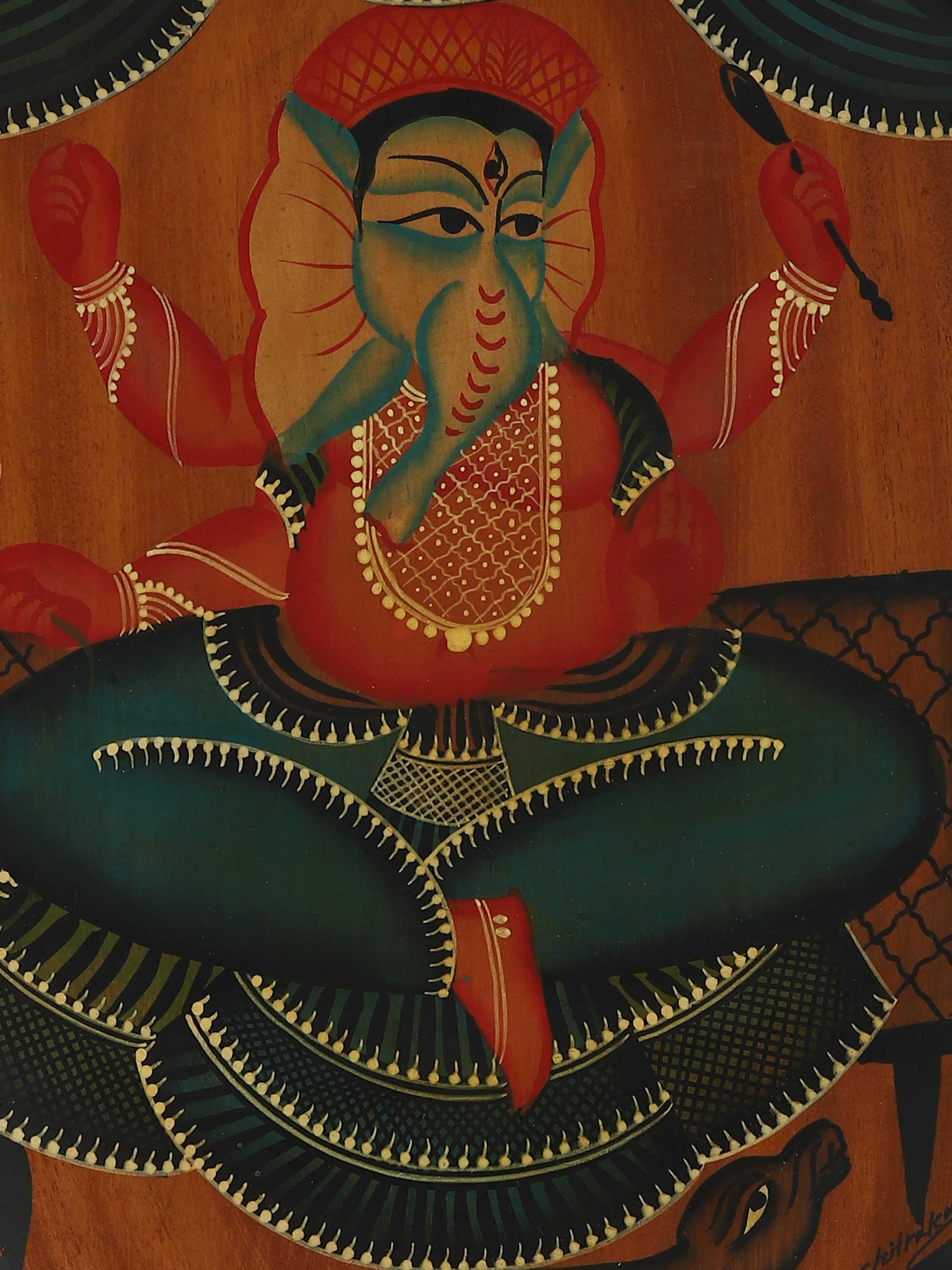 Detail shot of Ganesha Round Display Plate