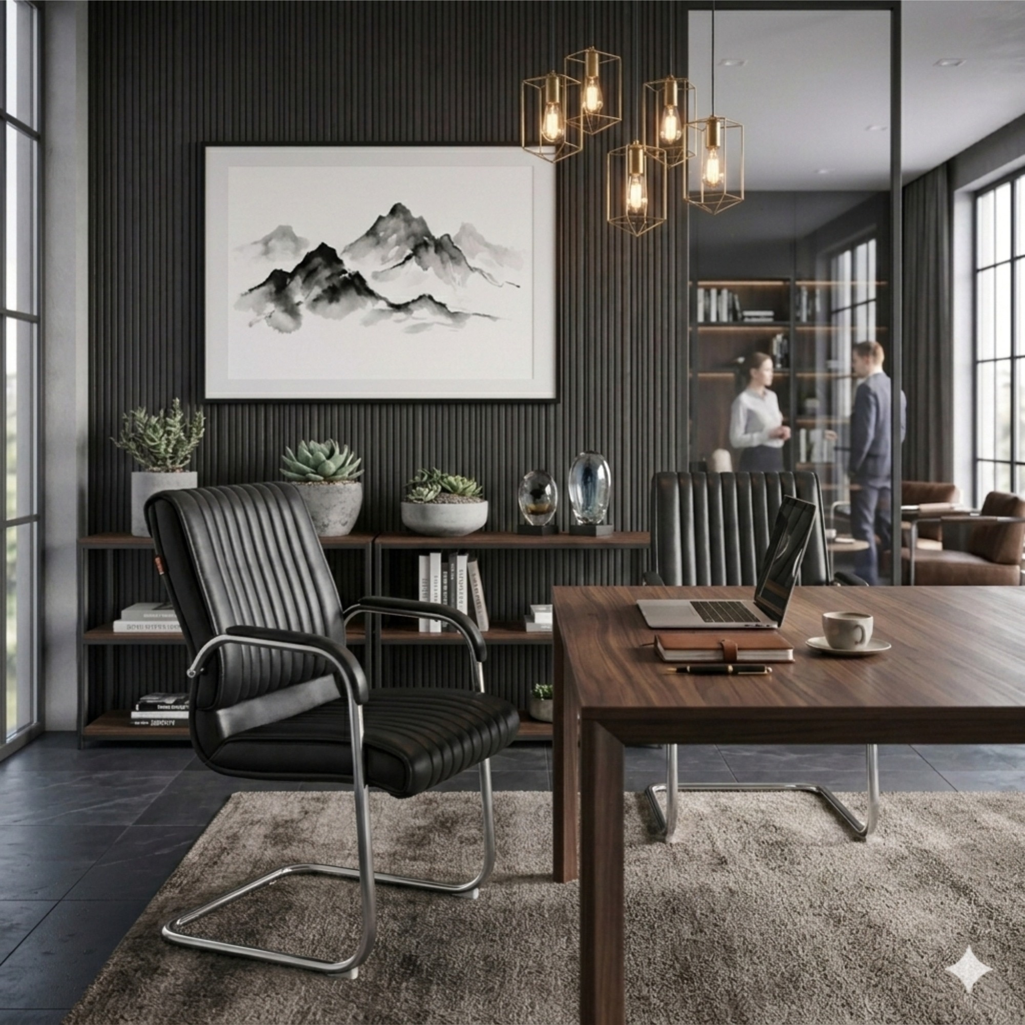 Designer Cantilever Chair In Black Colour - Adiko Systems