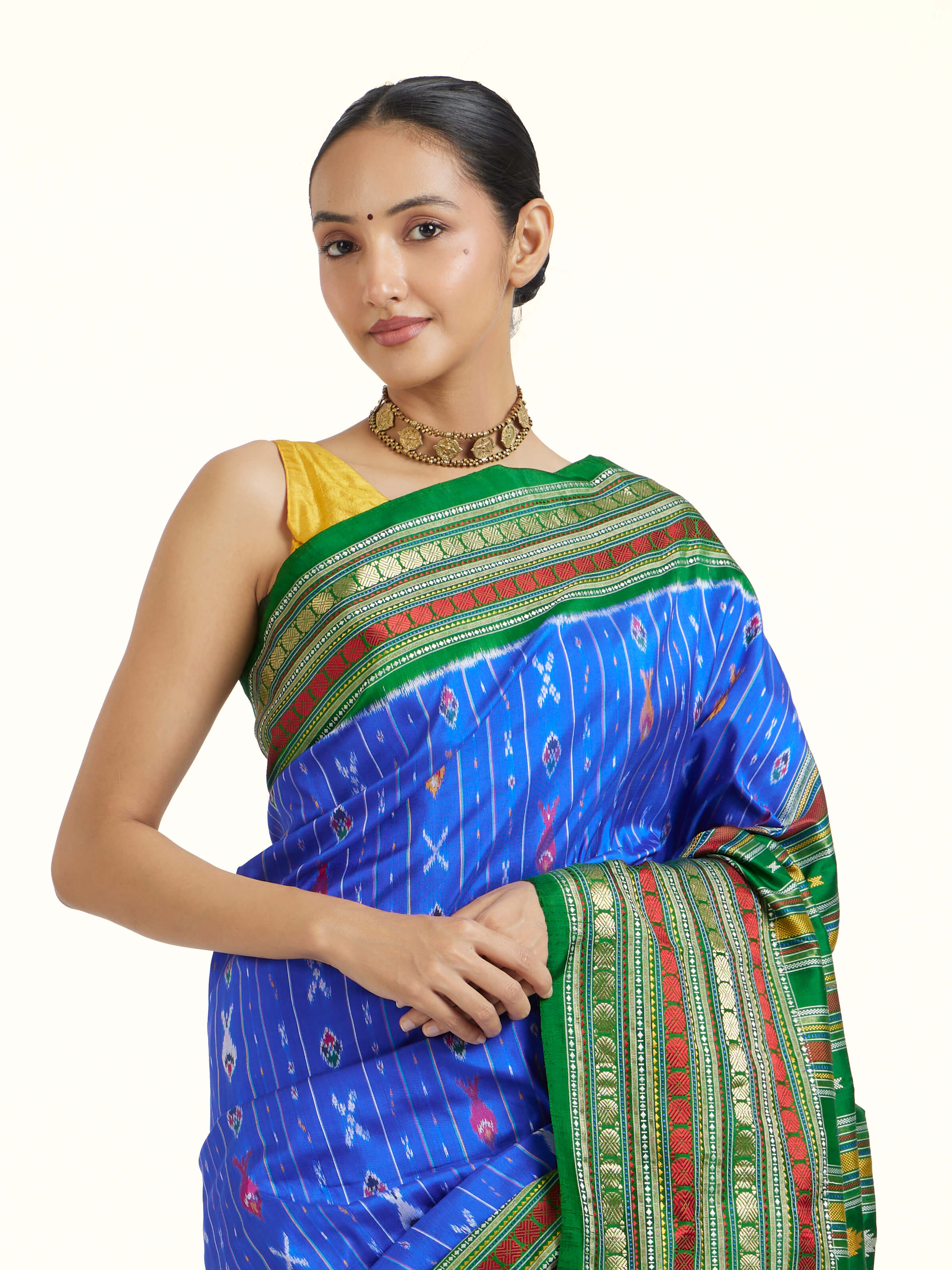 Blue Pochampally Single Ikat Saree