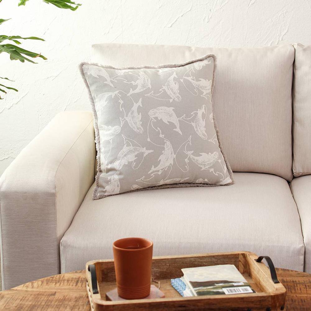 Irrawaddy Front & Back 100% Cotton 1 Cushion Cover-Grey