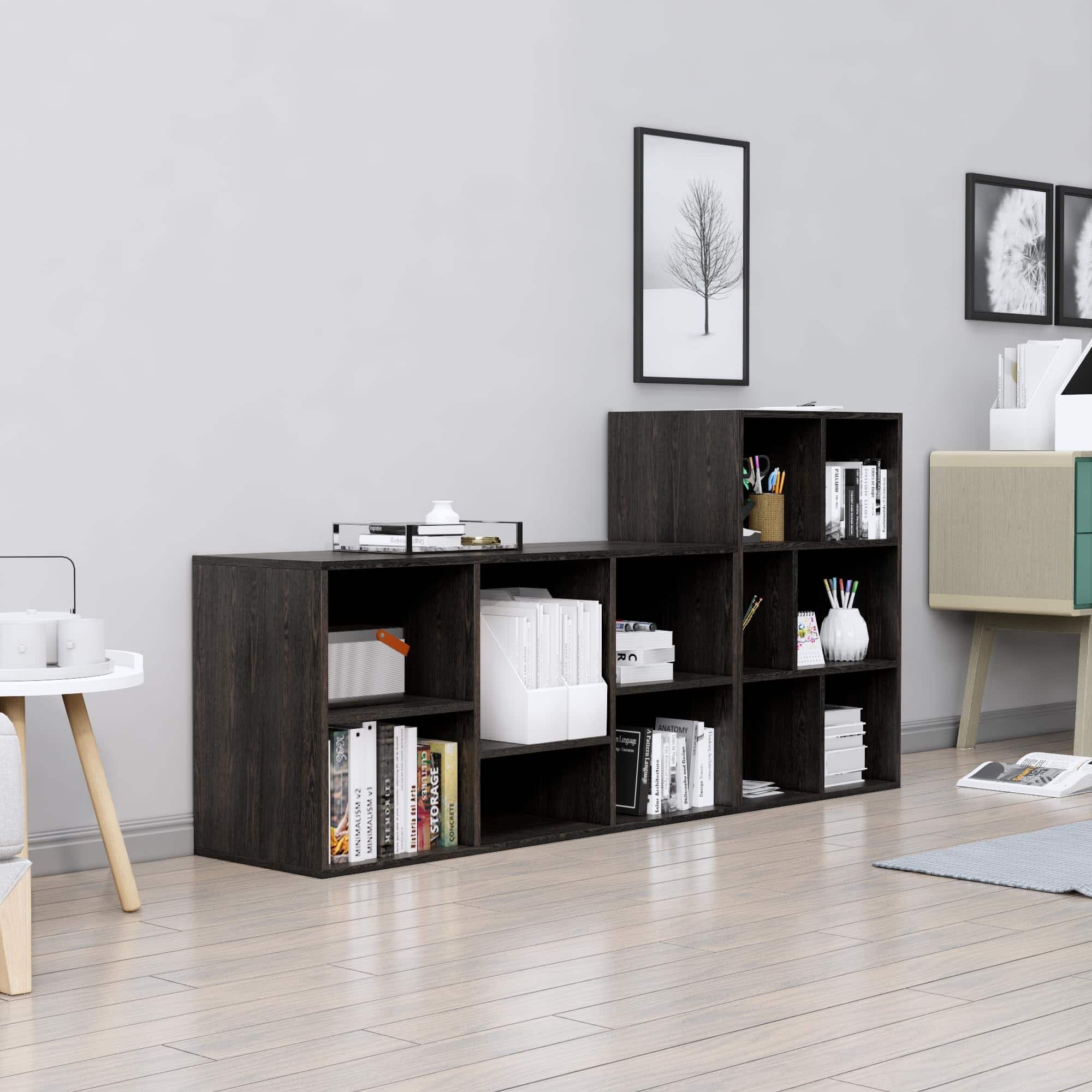 Hexa Engineered Wood Bookshelf Multipurpose Storage Rack in Flower Wenge Colour - HexaRed