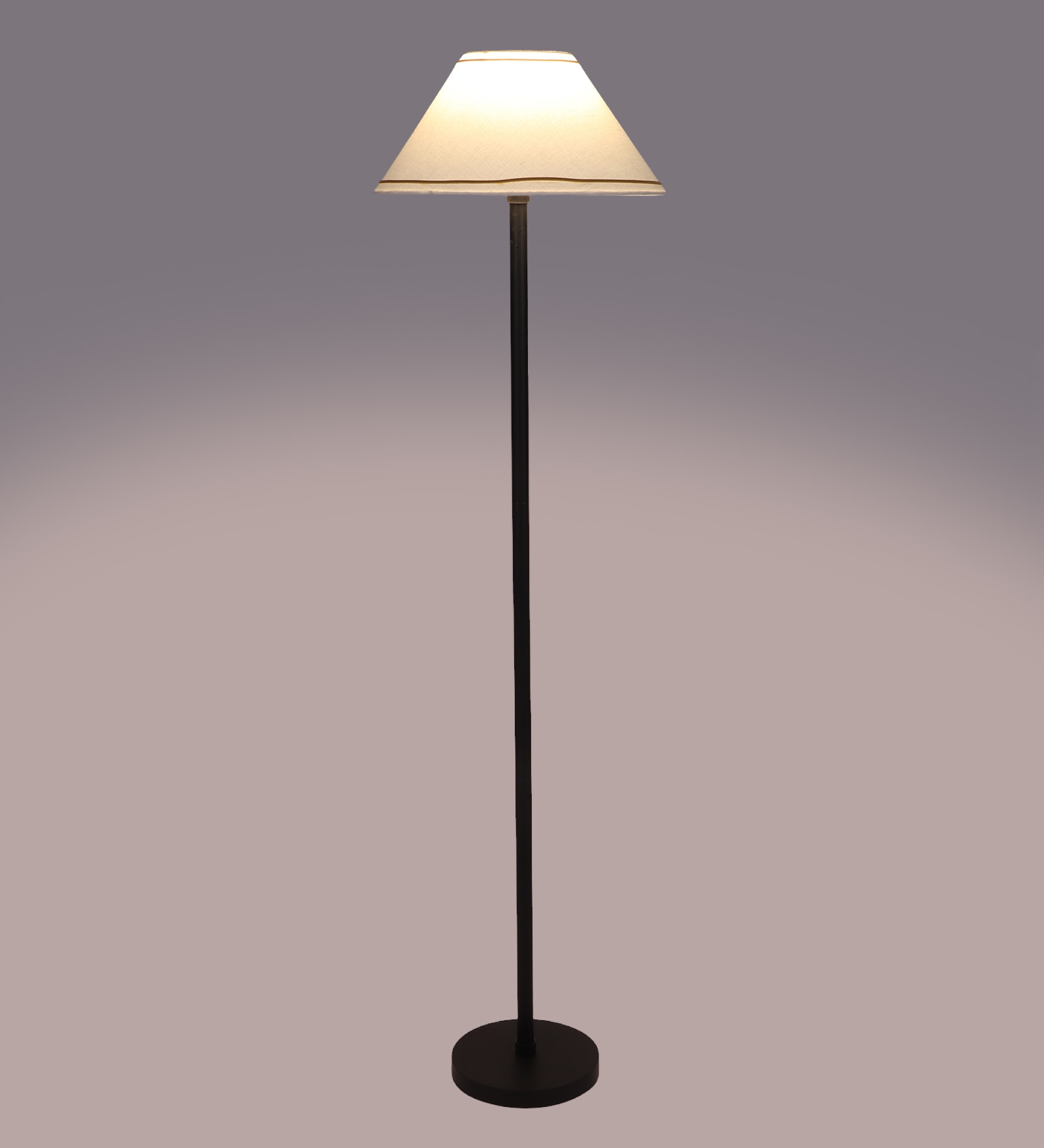 47" Gold Piping Floor Lamp with Off White Shade