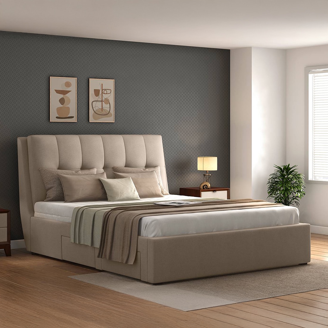 Bornholm Upholstered Bed Size Queen Color Beige-image-35