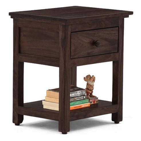 Snooze Solid Wood Bedside Table in Mahogany Finish