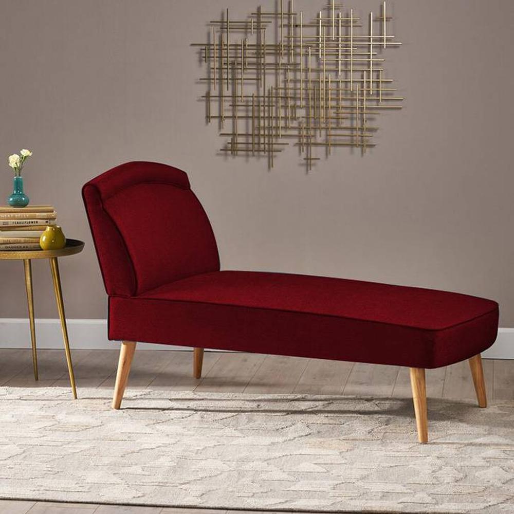 Recame Fabric Chaise Lounger in Maroon Colour - Home Lifestylez