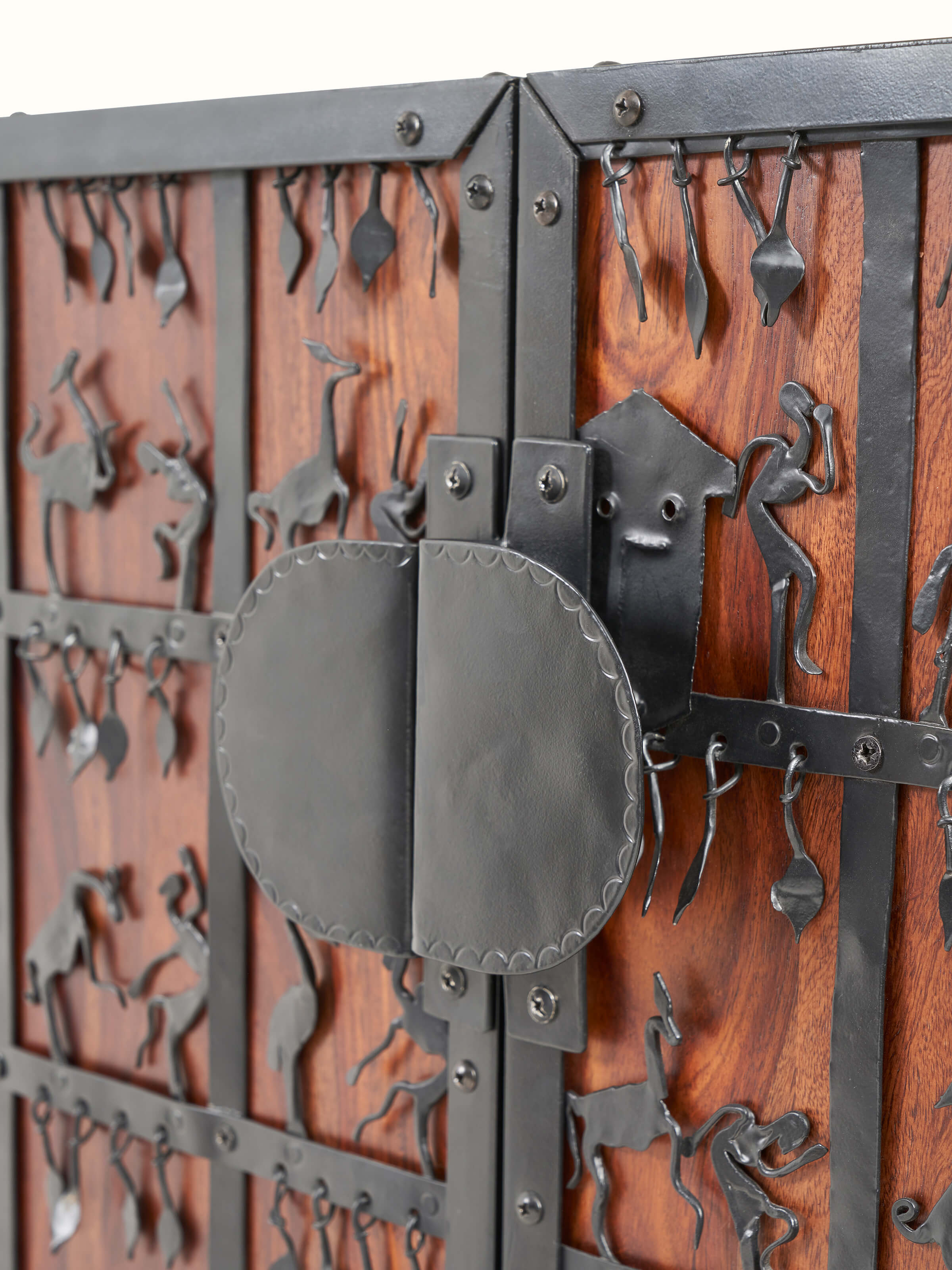 Sheesham Wood & Wrought Iron Bar Cabinet