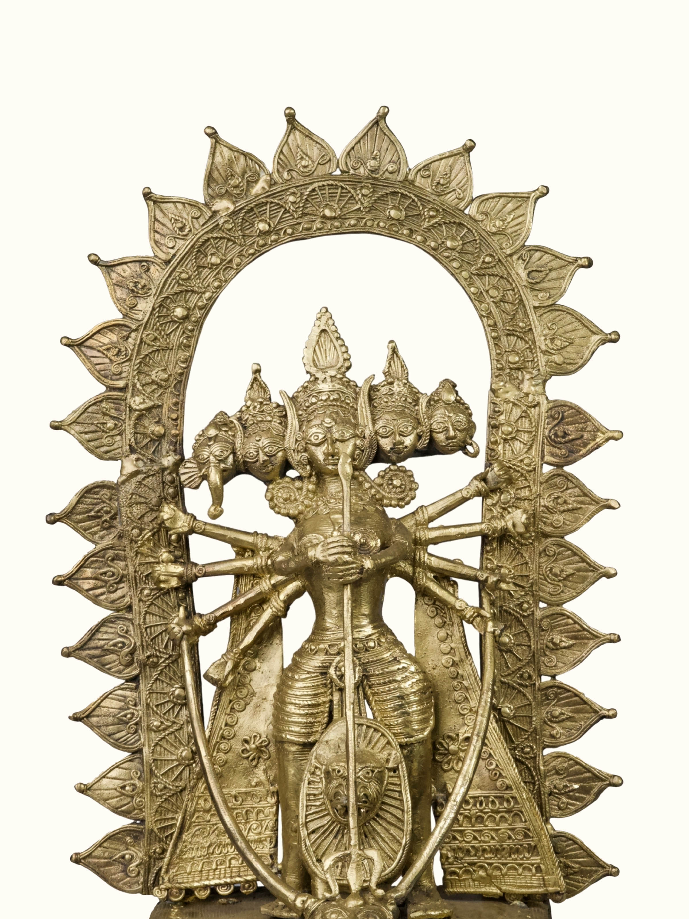 Detail shot of Dhokra Brass Goddess Devi Idol