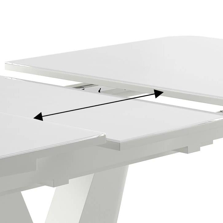 Caribu Glass 4 To 6 Seater Extendable Dining Table In White High Gloss Finish