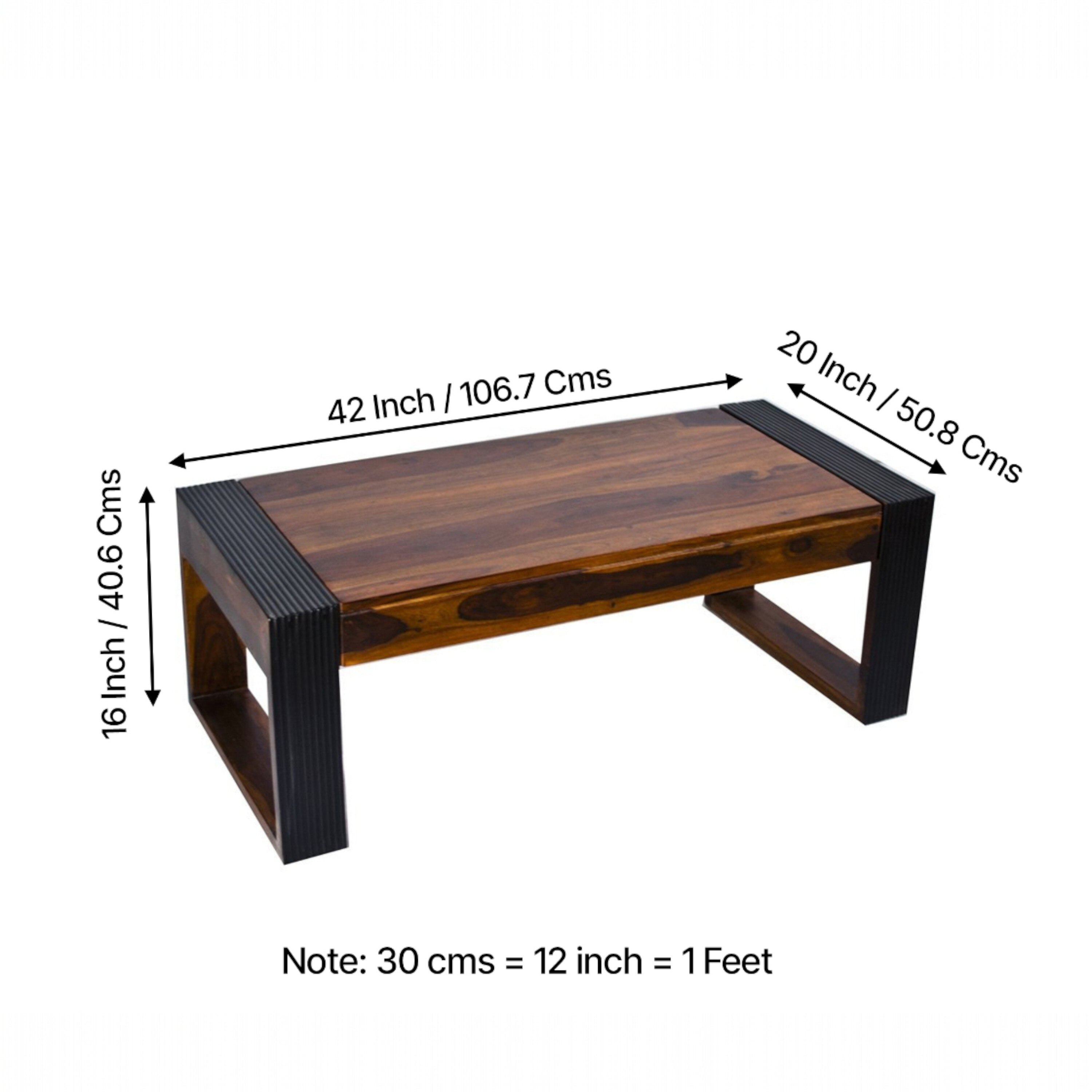 Hudson Sheesham Wood Contemporary Rectangle Coffee Table In Provincial Teak Finish