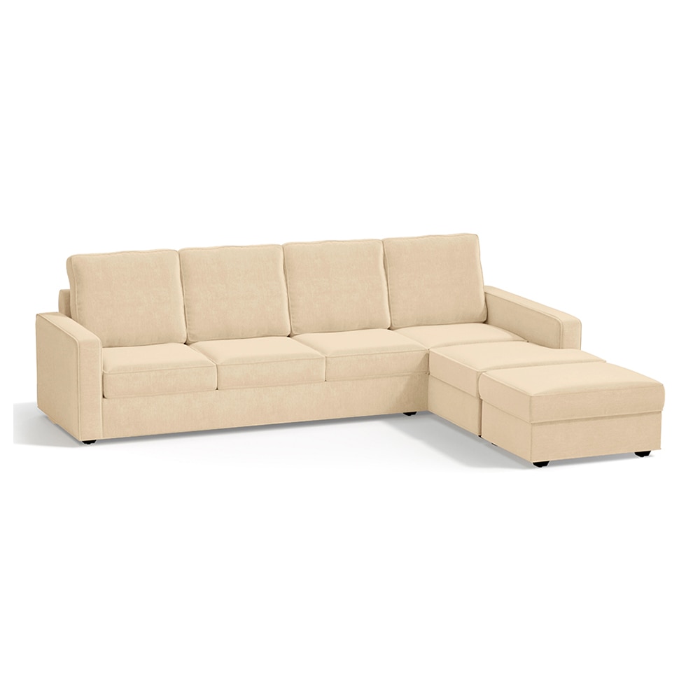 Apollo Compact Sofa (Colour : Birch Beige, Cushion : Soft, Back Type : High Back, Seating Capacity : Right Aligned 3 Seater + Right Aligned Chaise + Ottoman)