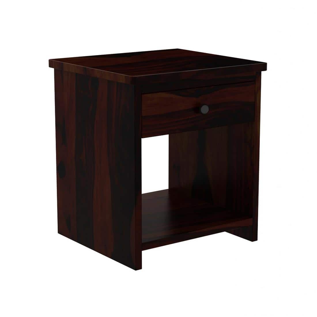 WoodcutSolid Wood  Bedside Table in Walnut Finish