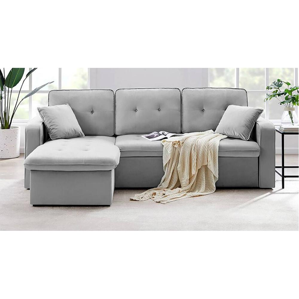 William Solid Wood Sofa cum Bed in Grey