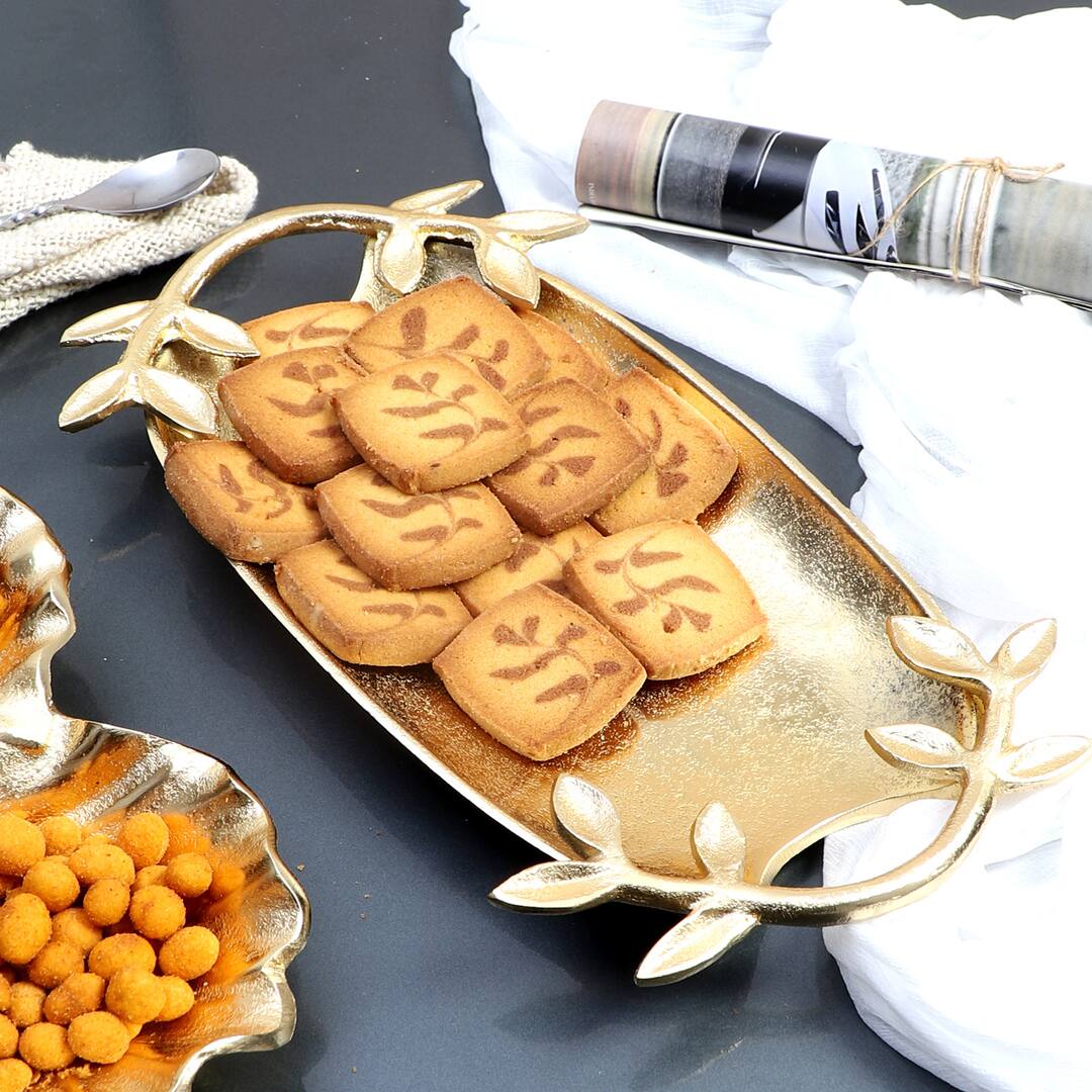 Leaf Aluminium Tray In Gold Colour