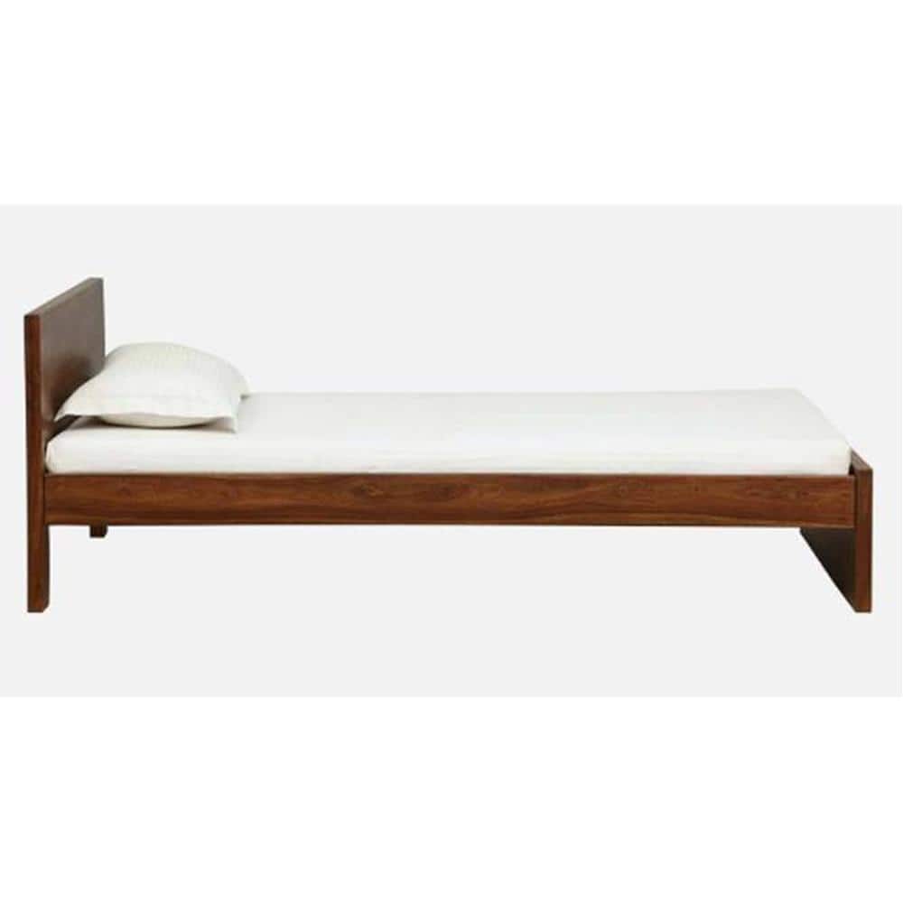 Monaco Solid Wood Single Size Non Storage Bed In Provincial Teak Finish