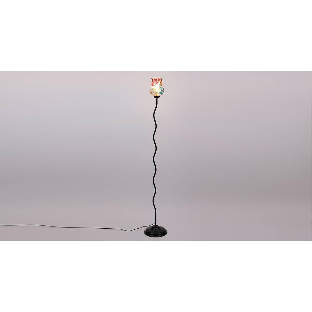 Leighton Black Glass Shade Floor Lamp