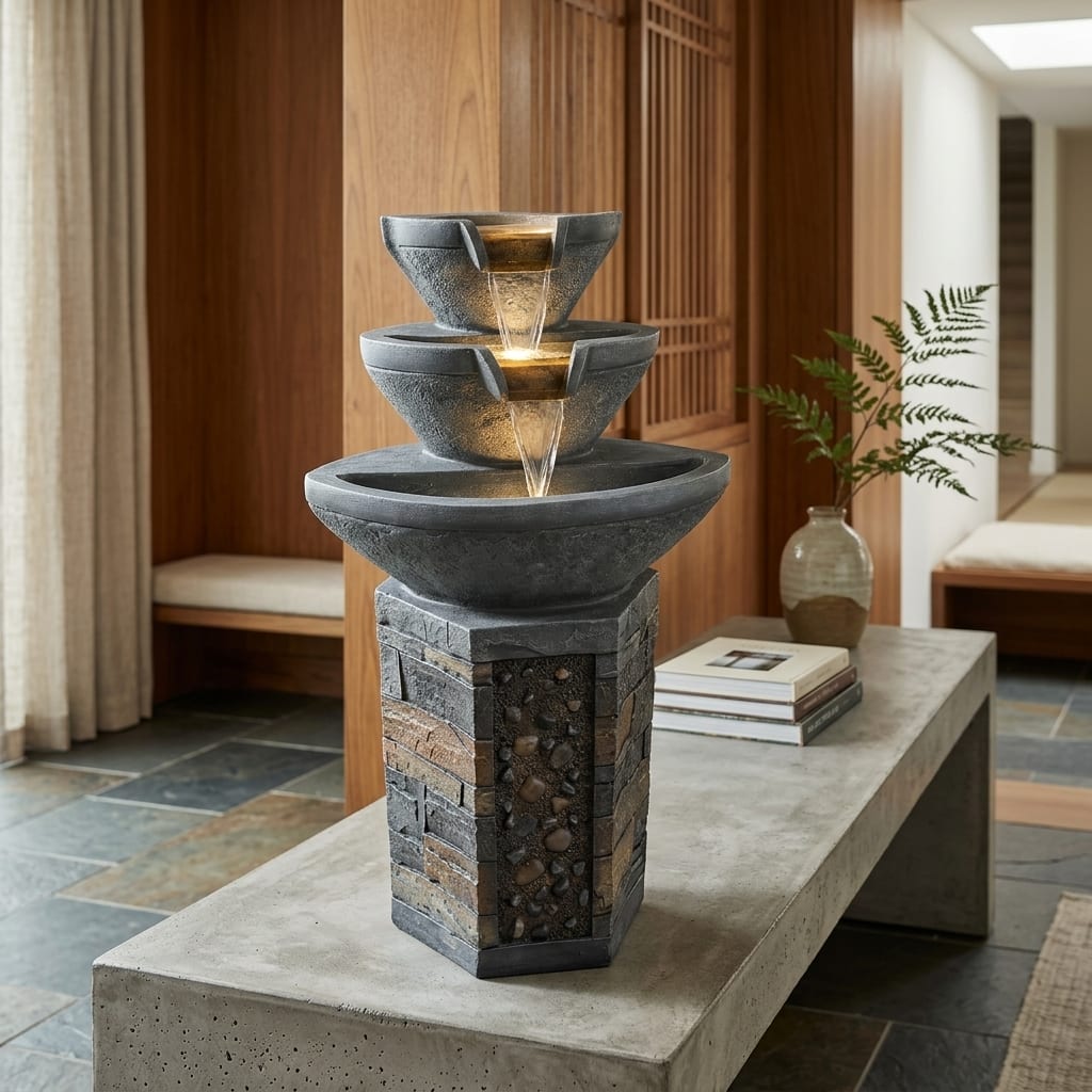 Water Fountain Regal Tiered Bowl Water Fountain in Multicolor Colour - Vedas