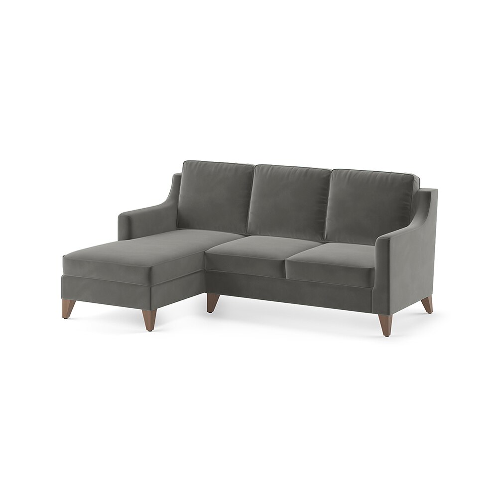 Abbey Sectional Sofa (Colour : Ash Grey Velvet, Cushion : Soft, Seater : Left Aligned 2 Seater + Left Aligned Chaise)