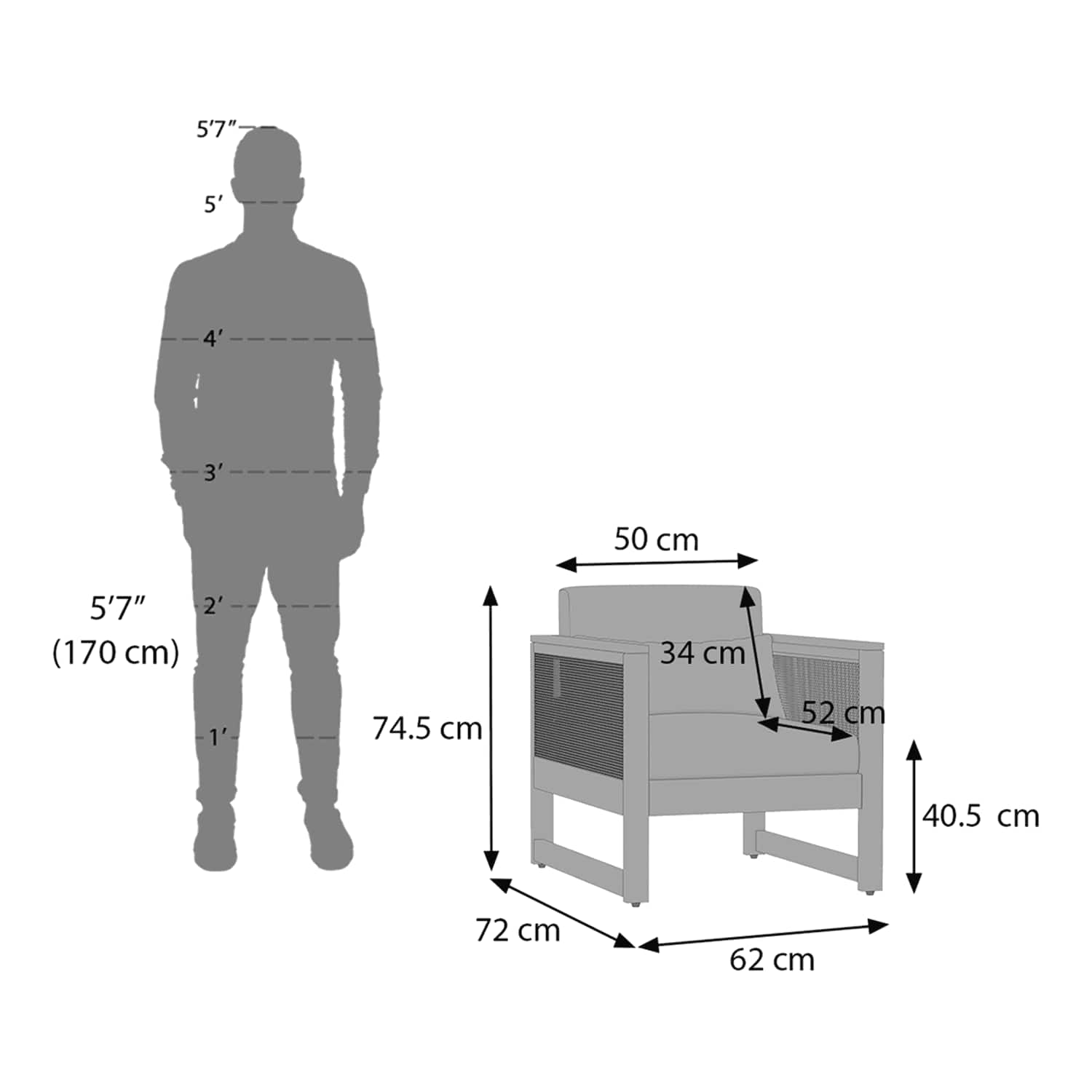 Korai 1 Seater Sofa (Macadamia Brown Hopsack Weave)