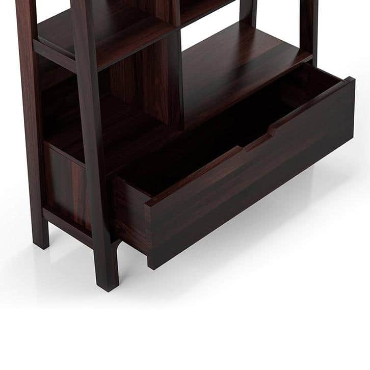 Alberto Solid Wood Bookshelf in Mahogany Finish