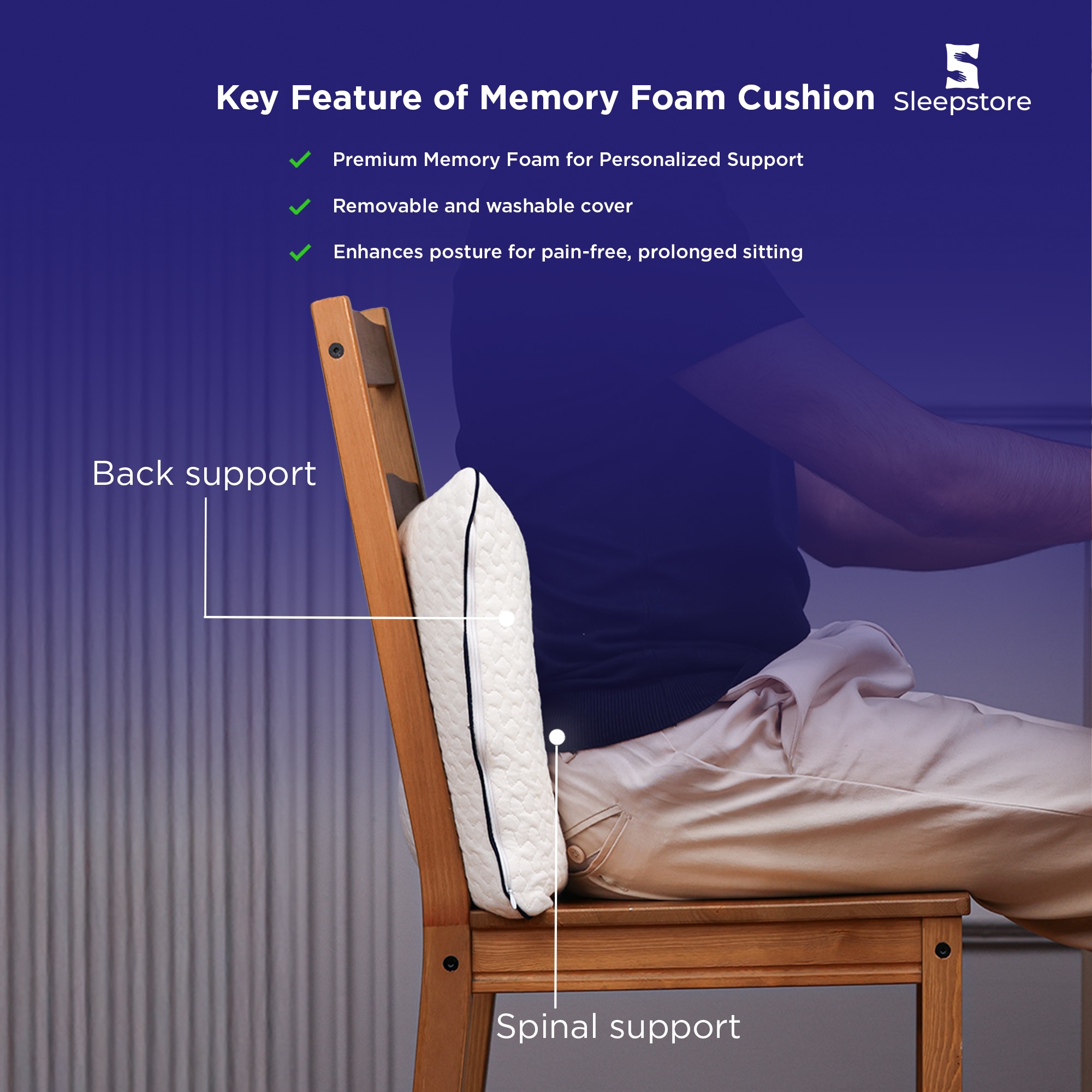 Memory Foam Back Support Cushion 16X16
