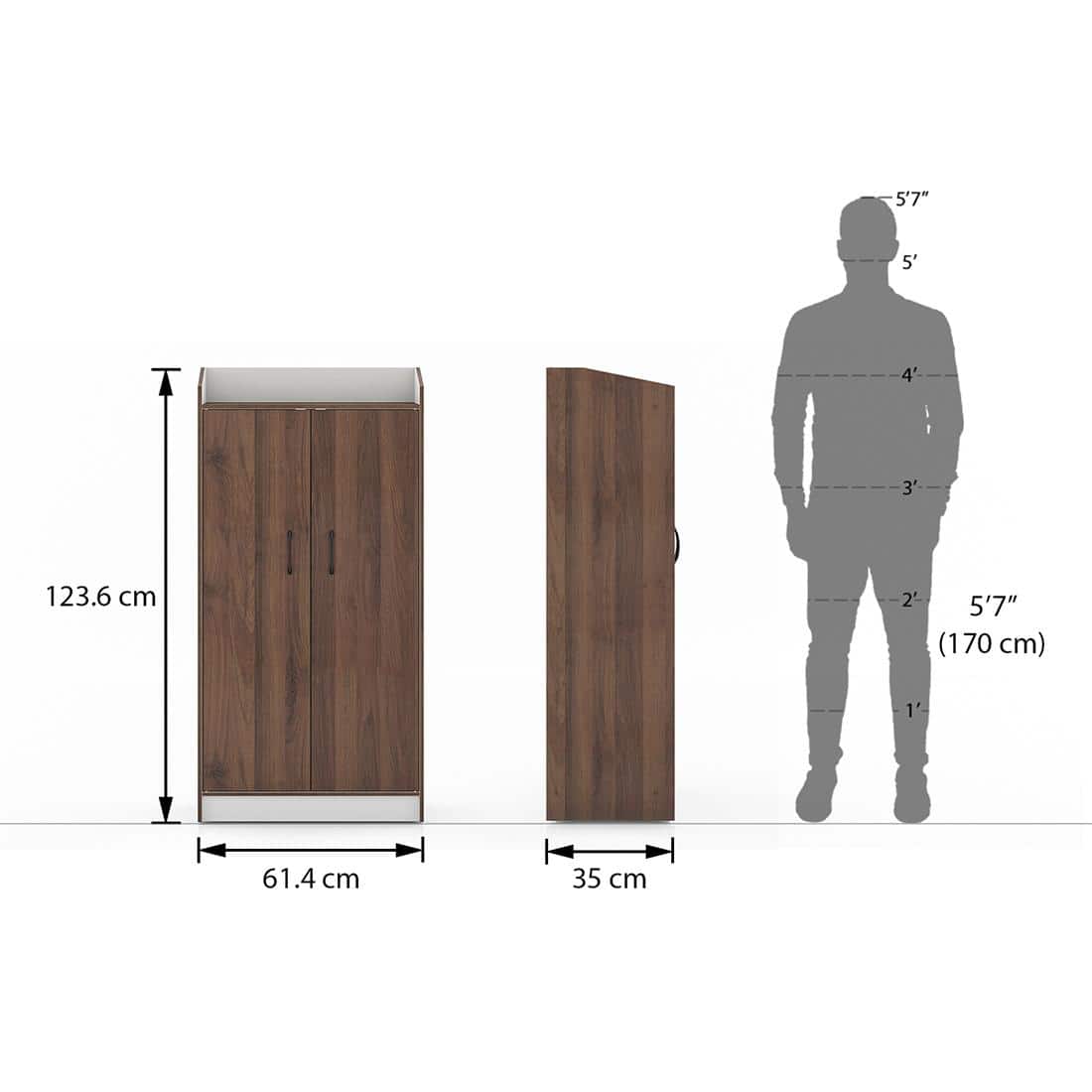 Hayes 18 Pair Shoe Rack In Classic Walnut Finish