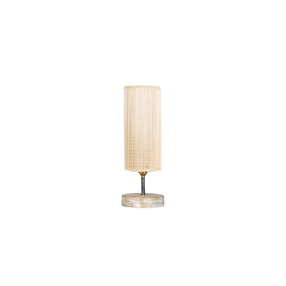 Santana Round Bamboo table lamp with White Brushed wood base