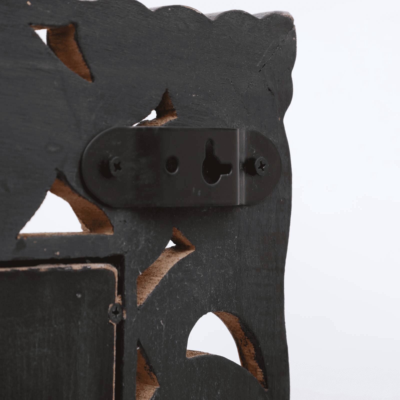 Rizo Mango Wood Teak Finish Carving Wall Mirror