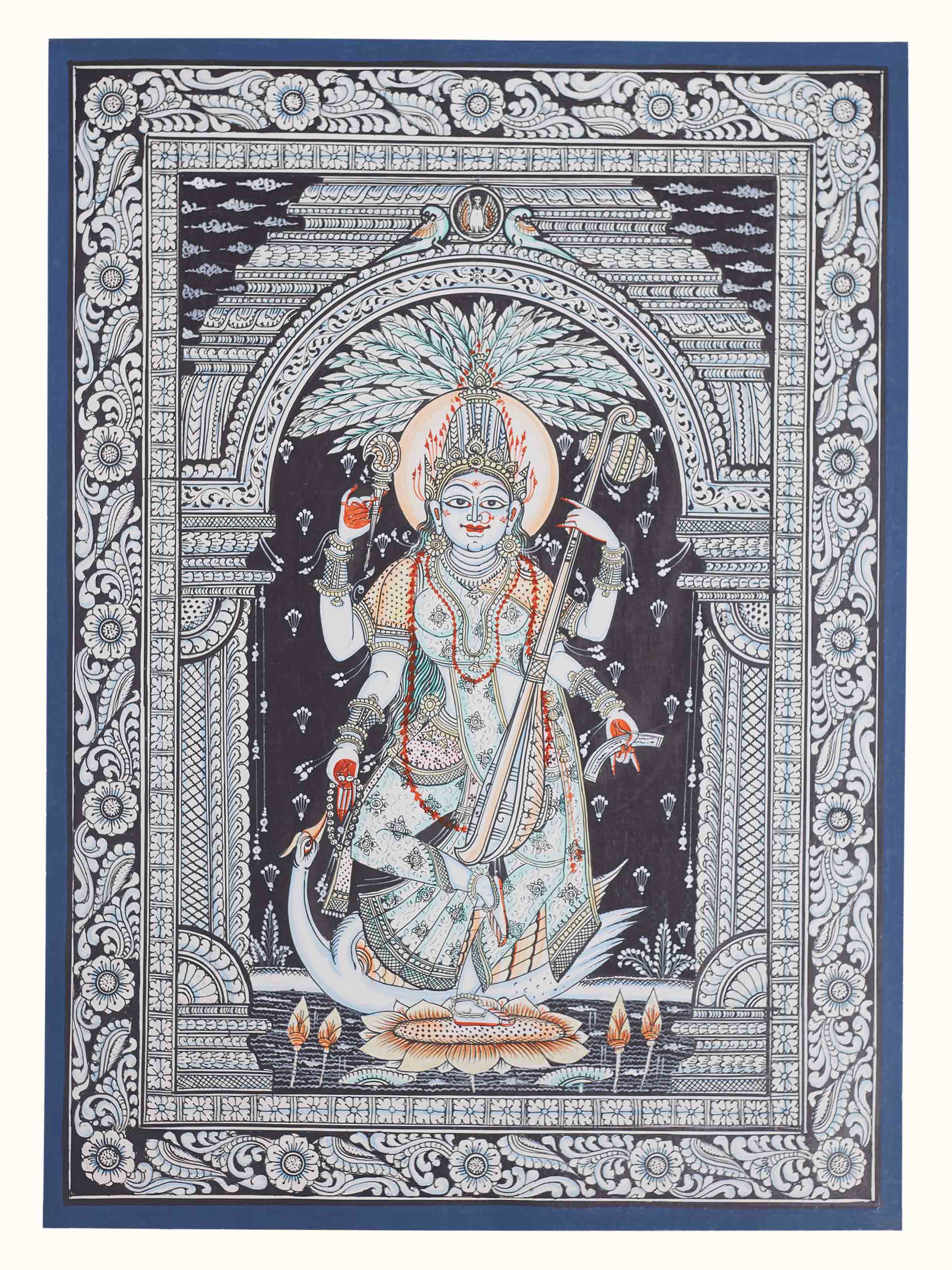 Saraswati Canvas Patachitra Painting