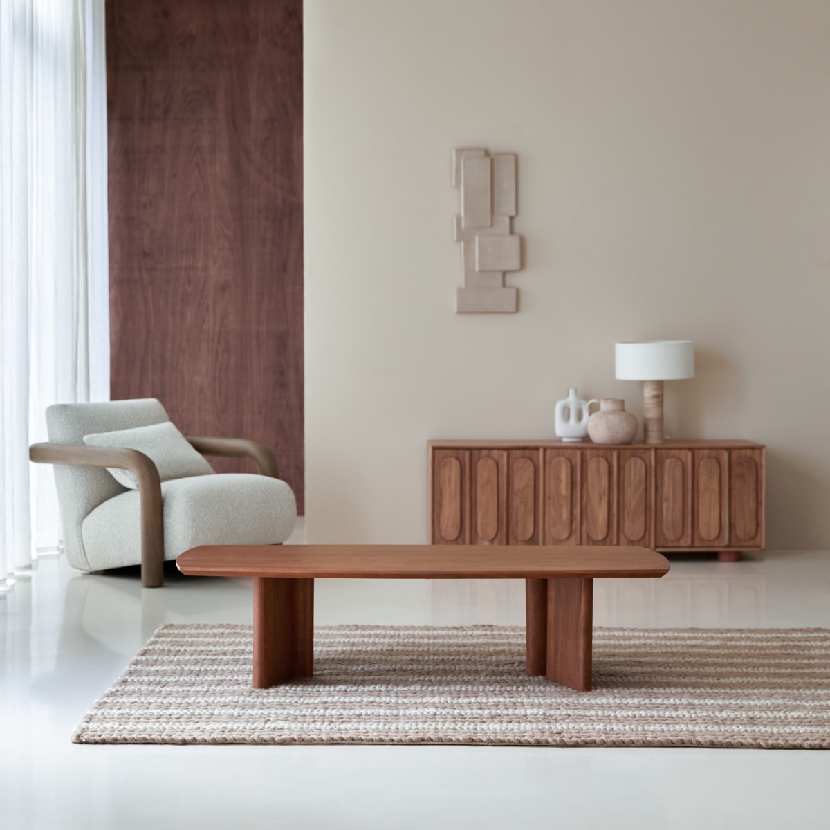Copse Solid Wood Coffee Table in Provincail Teak Finish - Woodenmood