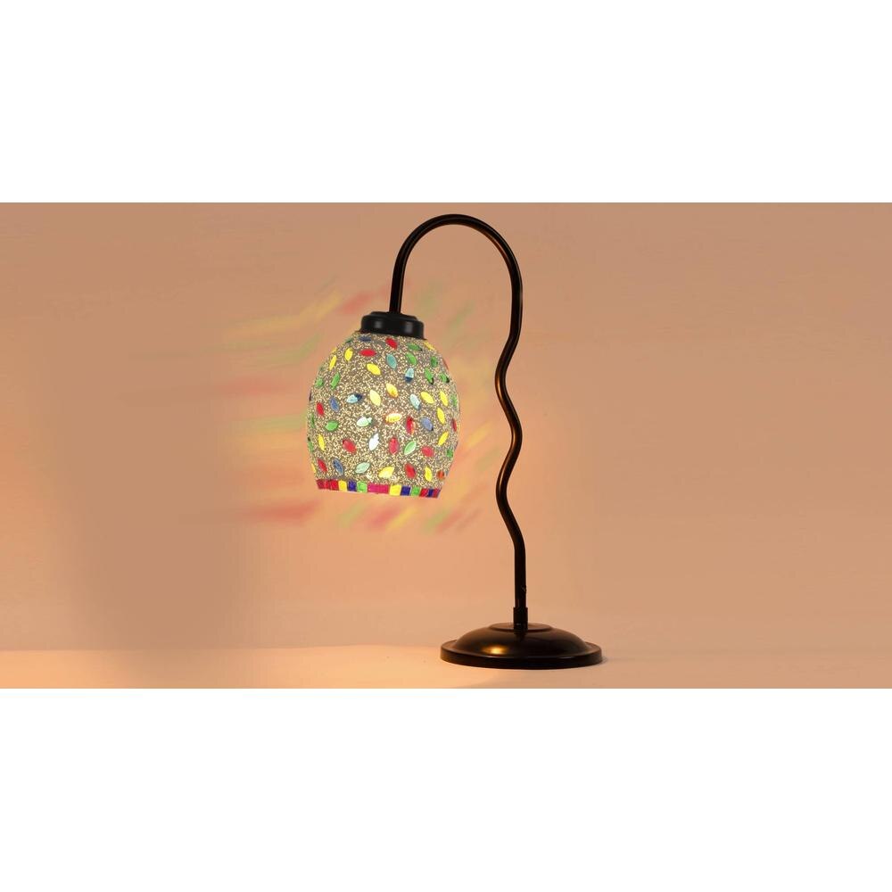 Multicolor Mosaic Glass Zig Zag Curvy Table lamp with Iron Base (EN06)
