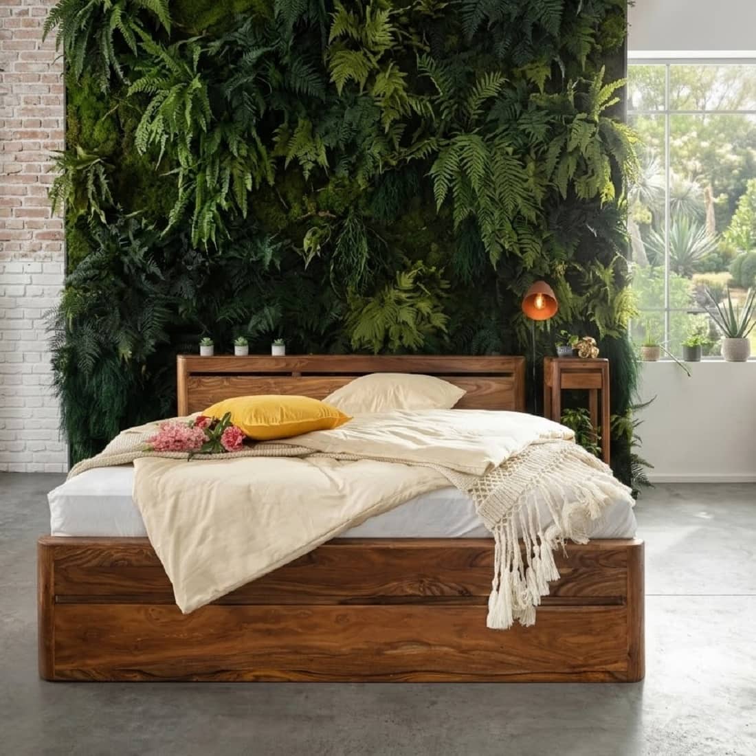 Nima Solid Wood King Size Drawer Storage Bed In Provinciall Teak Finish - Demiwall