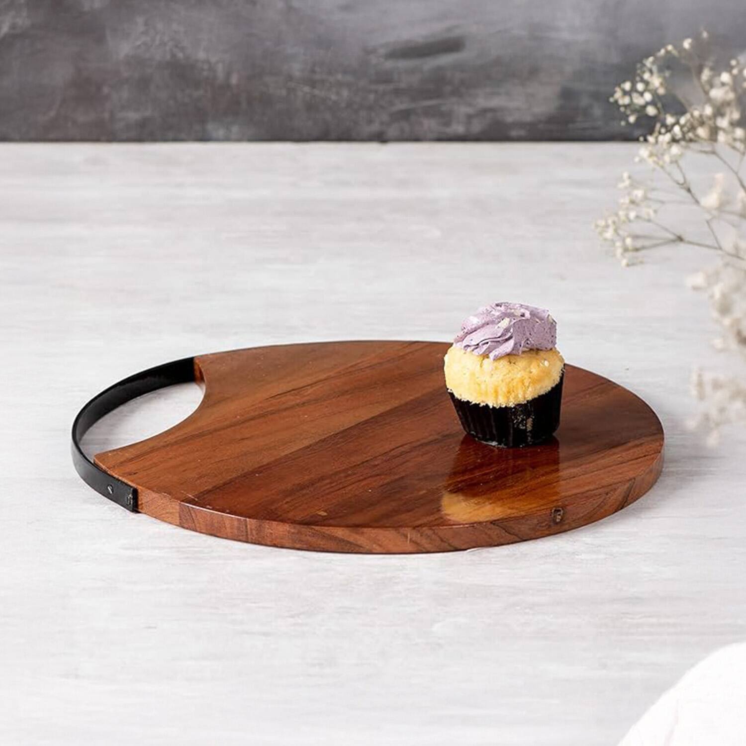 Inseparables Teak Wood Serving Platter Black