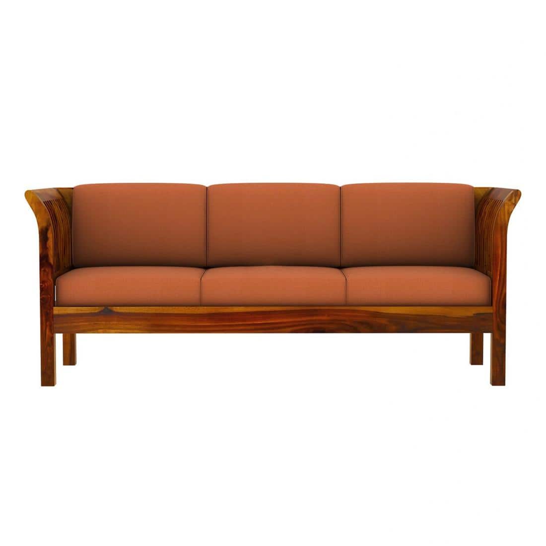 Haveli 3+1+1 Seater Wooden Sofa (Orange Colour, Honey Finish)
