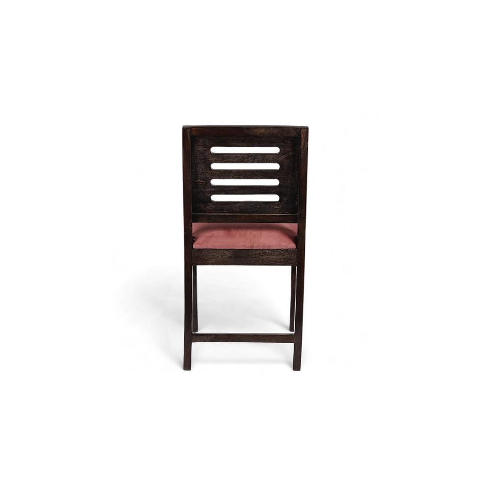 Rosslyn Sheesham Wood Set of 2 Dining Chairs in Mahogany Finish & Coral Pink Velvet Cushion Seat