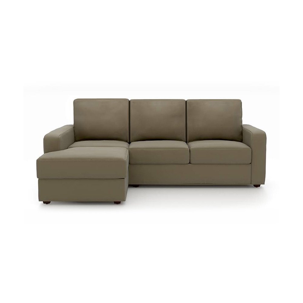 Apollo Compact Sofa (Colour : Cappucino, Cushion : Hard, Seating Capacity : Left Aligned 2 Seater + Left Aligned Chaise + Ottoman) - Urban Ladder