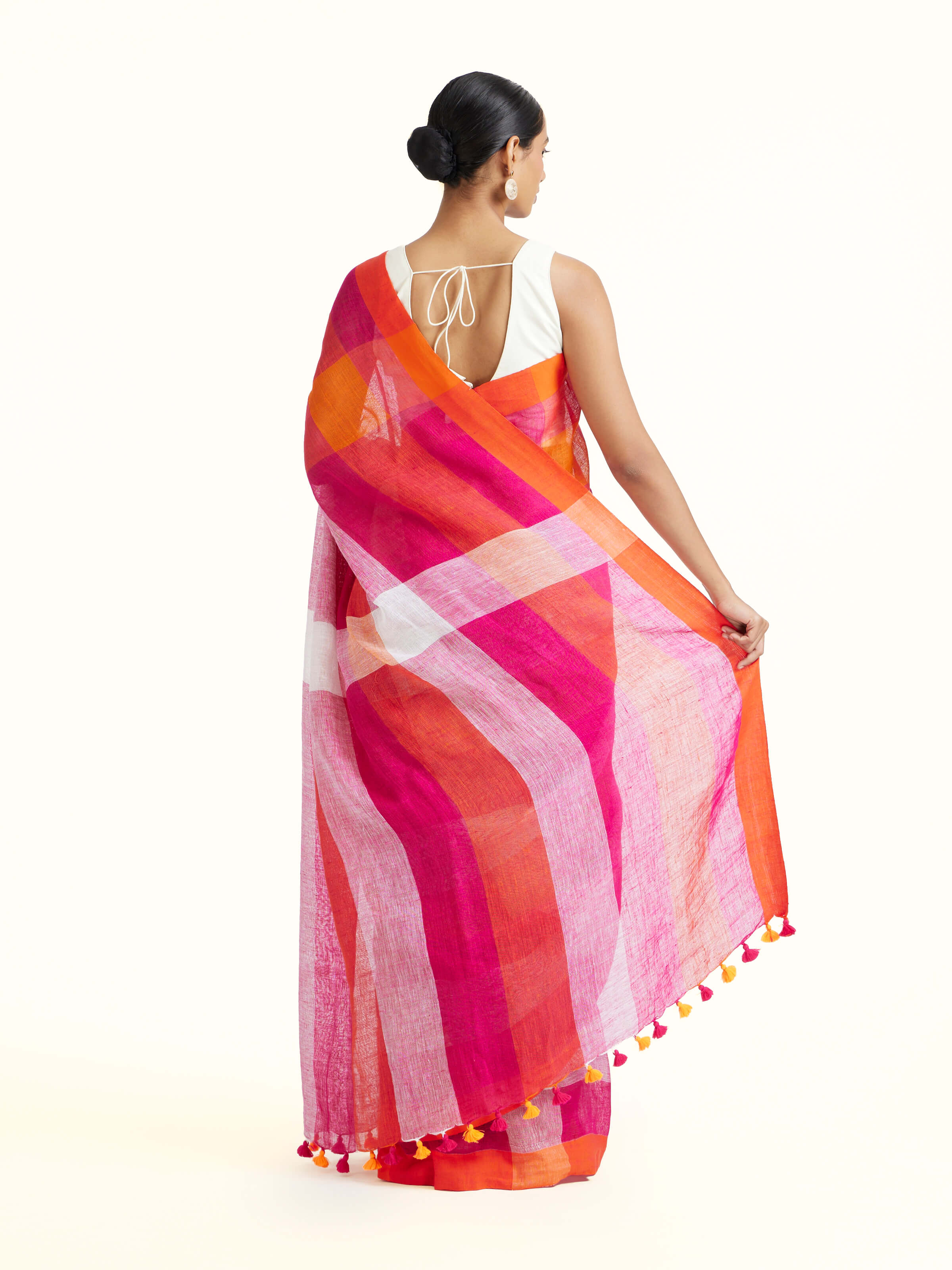 Pink Linen Saree