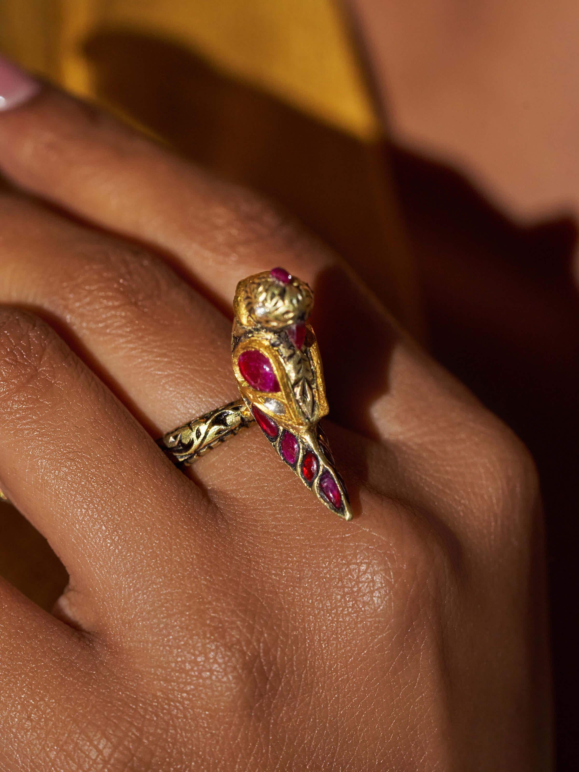 Detailed view of Partash 18 Karat gold ring emphasizing its elegant design and quality.