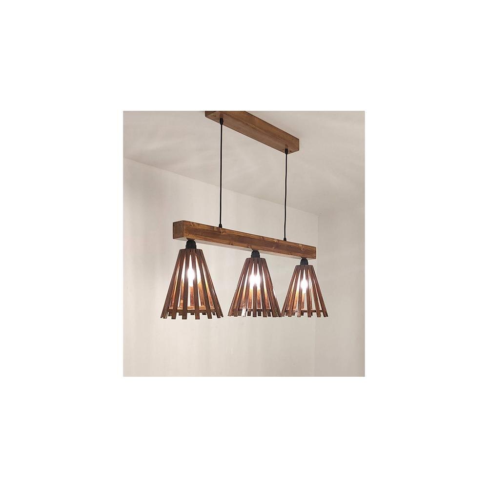 Funnel 3 Series Brown Solid Wood Cluster Hanging Light