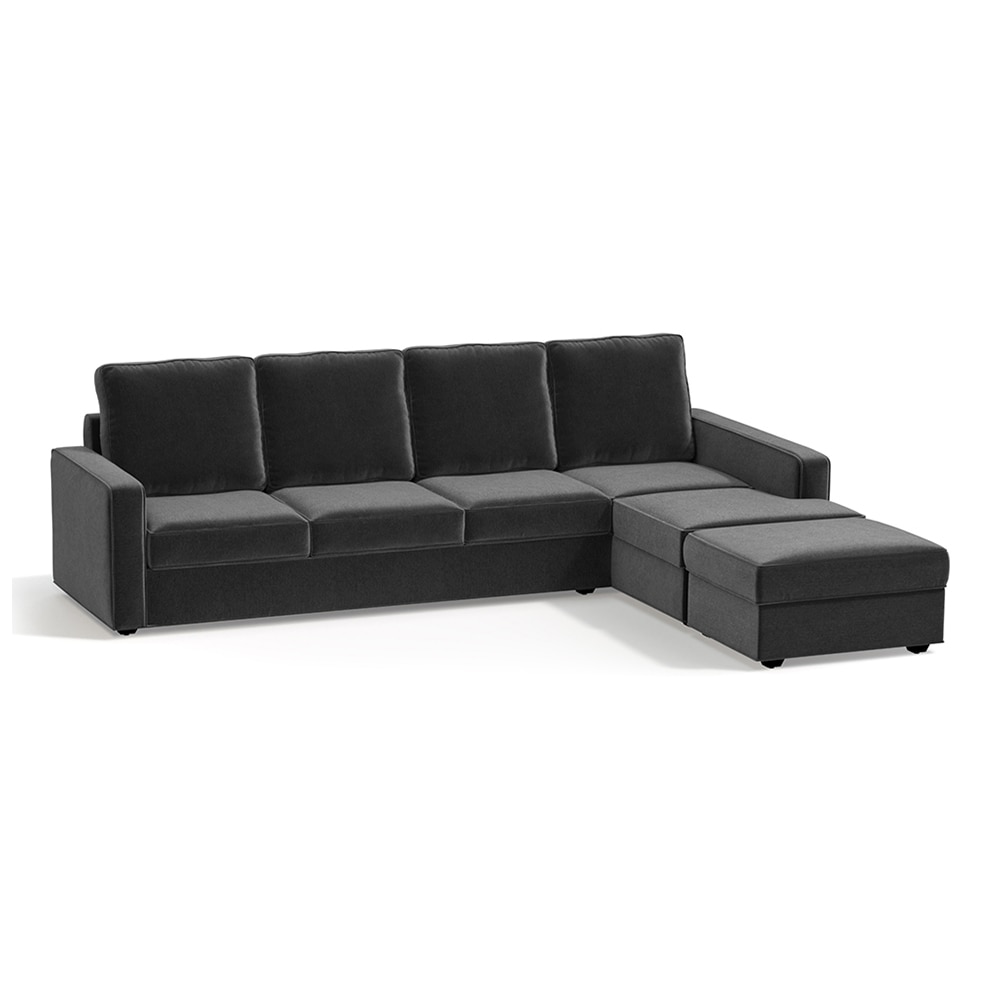 Apollo Compact Sofa (Colour : Pebble Grey, Cushion : Soft, Back Type : High Back, Seating Capacity : Right Aligned 3 Seater + Right Aligned Chaise)