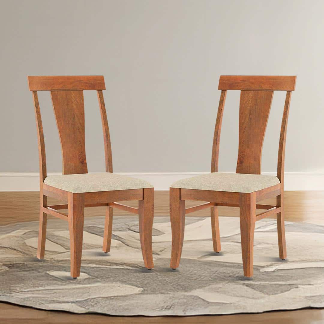 Fabio Dining Chair Set Of 2 In Fabric Macadamia Brown And Finish Amber Walnut