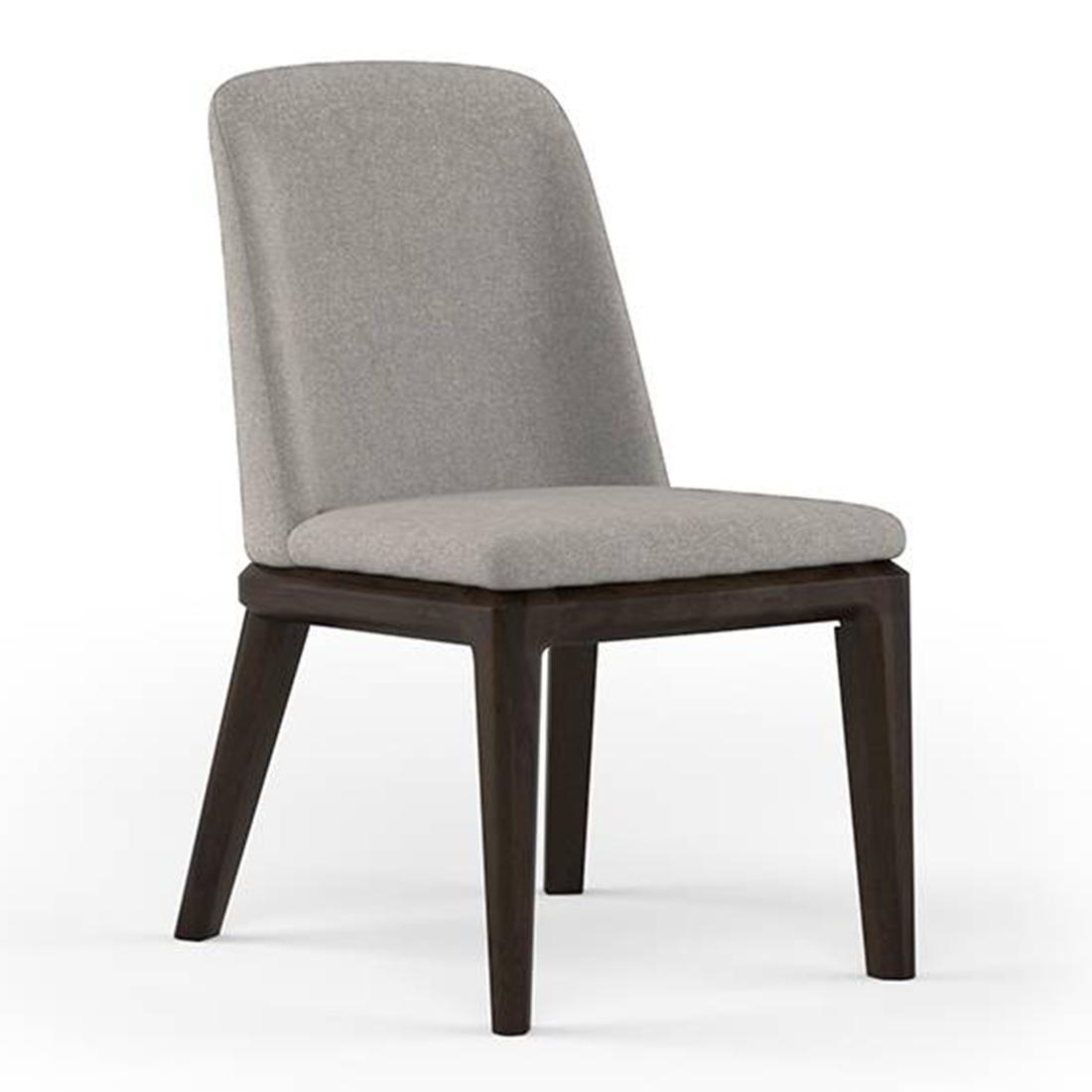 Taarkashi Solid Wood Dining Chair Set Of 2 In Ameican Walnut Finish With Gainsboro Grey Fabric Colour