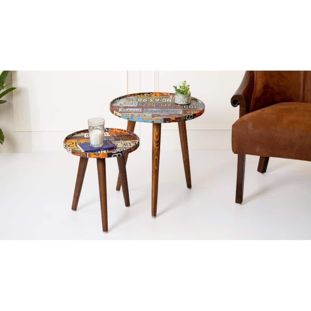 Muddy Miles Round Nesting Tables with Wooden Legs, Side Tables, Wooden Tables, Living Room Decor by A Tiny Mistake