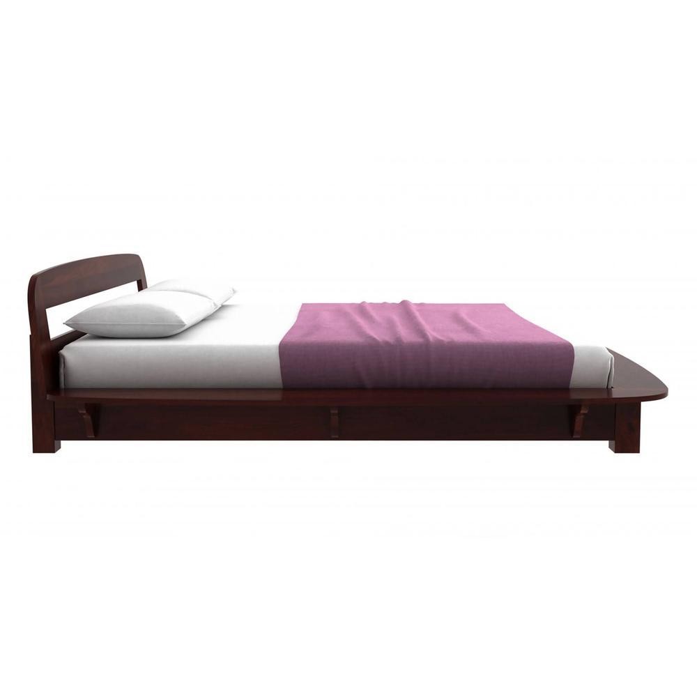 Bardot Solid Wood Queen Size Non Storage Bed In Walnut Finish