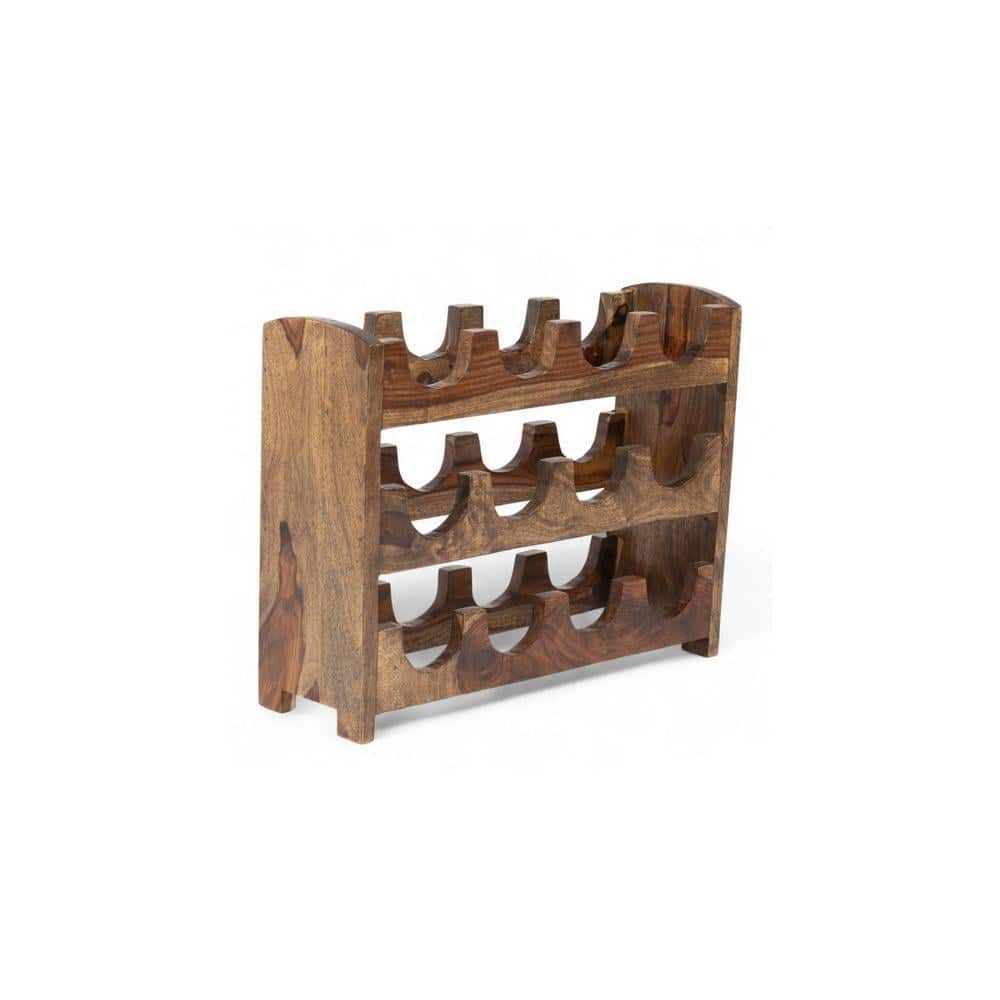 Kassel Sheesham Wood Wine Rack for 12 Bottles in Teak Finish